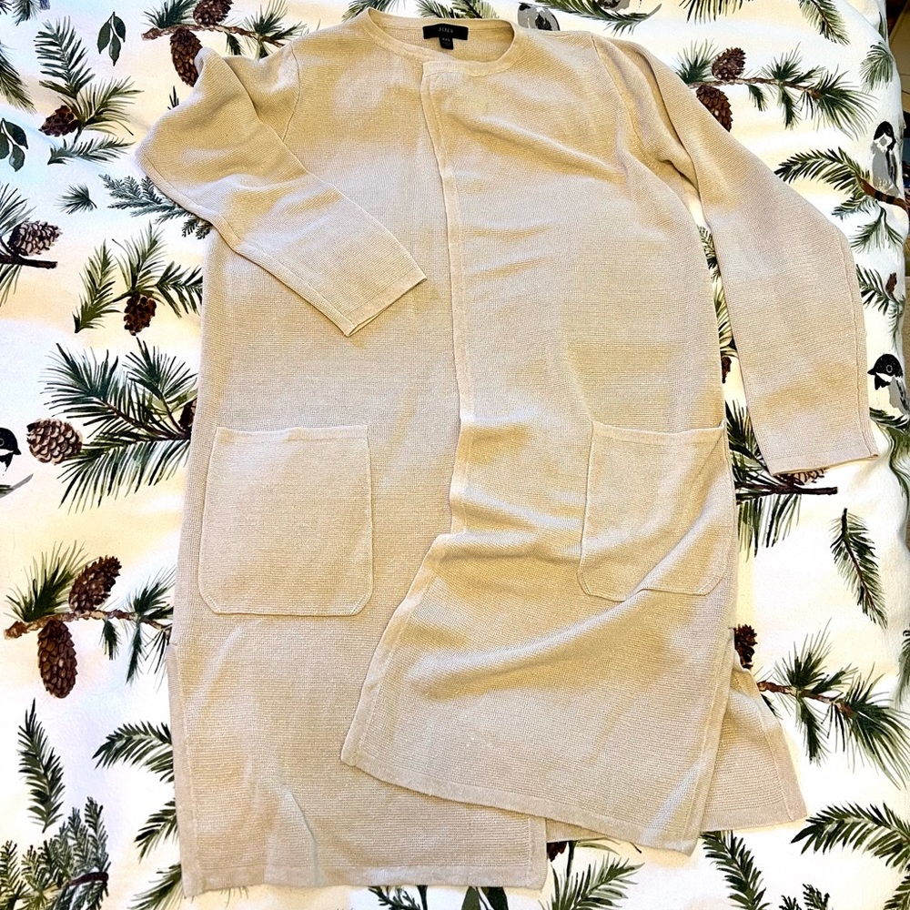 J CREW Juliette Beige Linen Blend Open Front
Cardigan. NWOT